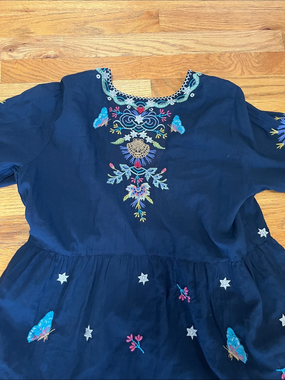 Johnny Was Embroidered Navy Blue Dress - Boho Floral large - Picture 6 of 7